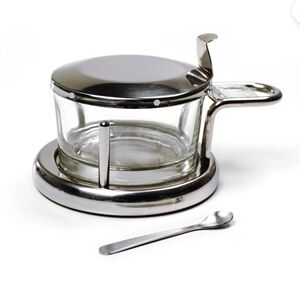 Stainless Steel and Glass Sugar Bowl with Spoon